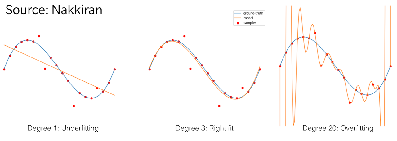 Overfitting to different degrees