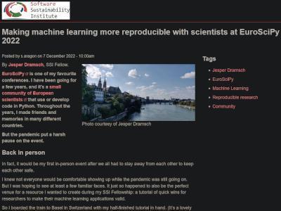 SSI Blog Post Making machine learning more reproducible with scientists at EuroSciPy 2022