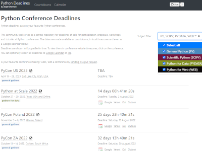 Python Conference<br />Deadlines